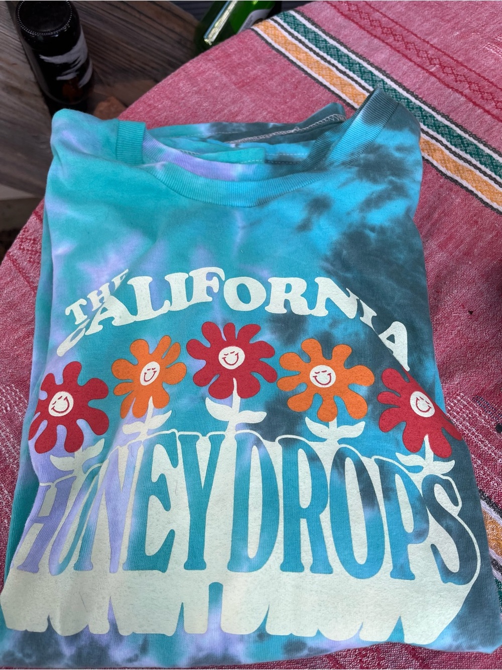 California Honeydrops concert Tie-Dye Tee - Turquoise & Red Floral